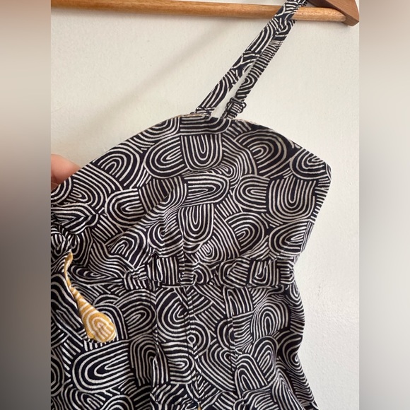 Anthropologie Odille Navy/Yellow Geometric Bow Structured Tank Top Size 0 EUC - Picture 3 of 8